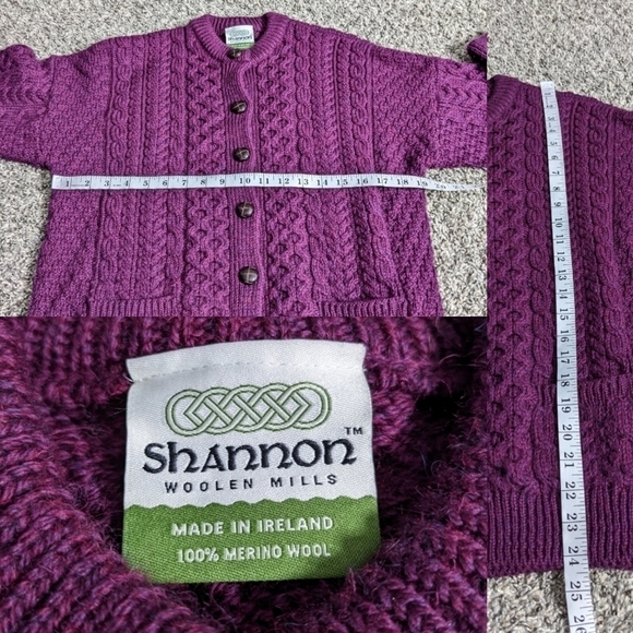 Shannon Woolen Mills purple wool button up cardigan sweater S - Picture 7 of 9